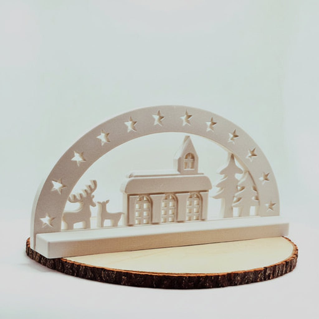 Silikonform Gießform Lichterbogen Schwibbogen  Kirche + Halterung im Set