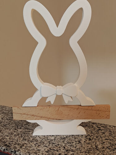 Silikonform Gießform Klötzchenhalter Hase mit Schleife stehend