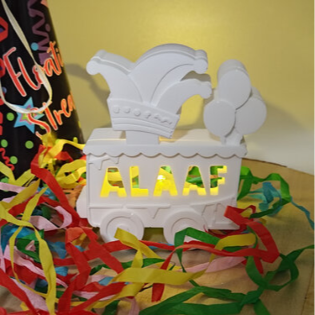 Gegossenes Ballonlicht Karneval Anhänger Alaaf aus Raysin mit Silikonform Gießform als kreative DIY Karnevals Deko und Geschenkidee für Jecken