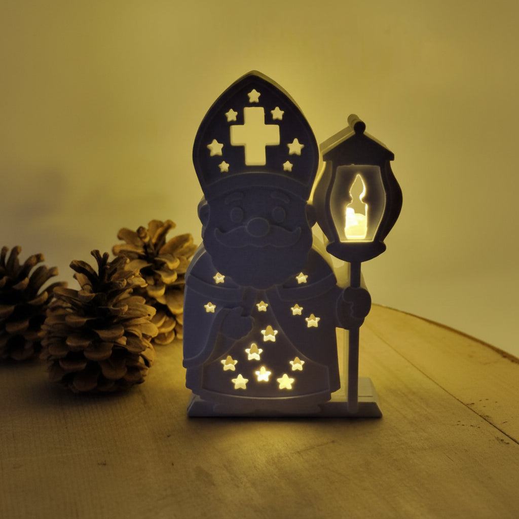 Detailansicht Ballonlicht Sankt Nikolaus mit Silikonform Gießform für DIY Projekte mit Raysin Beton Gips Keramikpulver und Resin