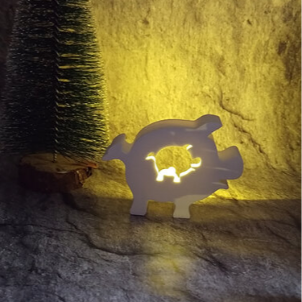 Ballonlicht Schwein aus Raysin als dekorativer Glücksbringer für Silvester, Neujahr, Bauernhof Deko und selbstgemachte Geschenkideen