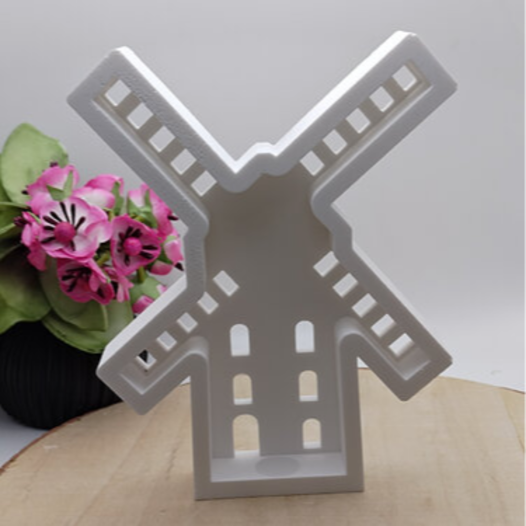 Ballonlicht Windmühle aus Raysin als stimmungsvolle Leuchtdeko für Fensterbank, Landhausstil, Holland Deko und selbstgemachte Geschenkideen