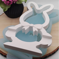 Silikonform Gießform Klötzchenhalter Hase mit Schleife stehend