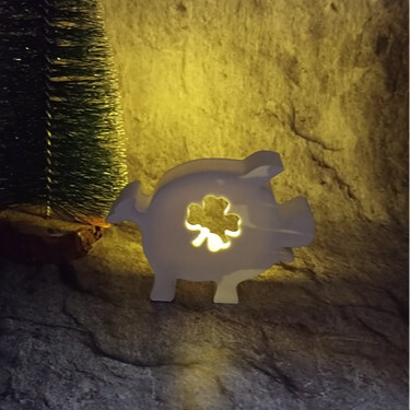 Silikonform Gießform Ballonlicht Schwein Motiv Kleeblatt