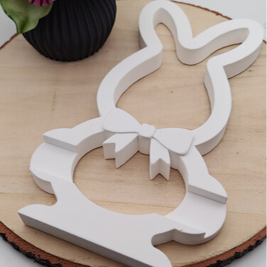 Silikonform Gießform Klötzchenhalter Hase mit Schleife stehend