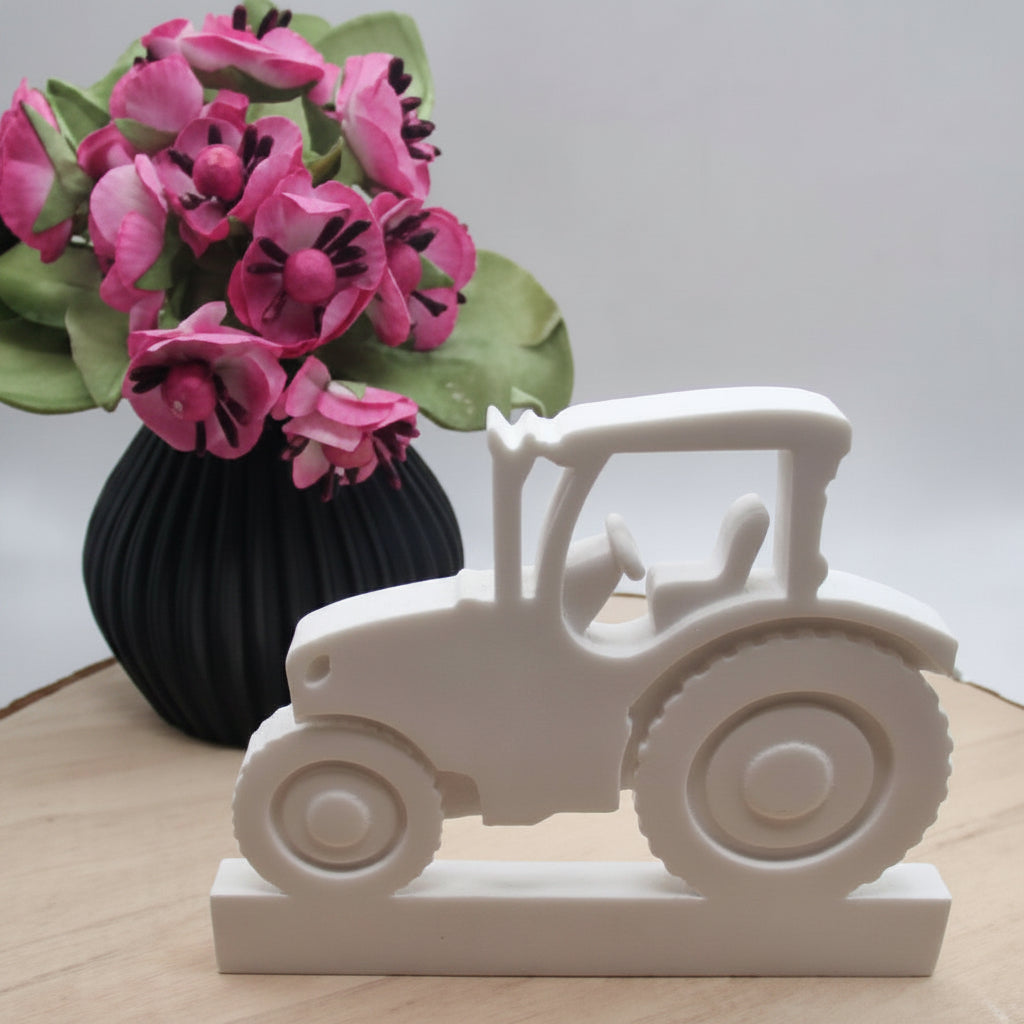 Einschieber Traktor mit 1,5 cm breitem Steg aus Raysin als dekorativer Einsatz für Halterungen, Bauernhof Deko, Landhausdeko und kreative Geschenkideen für Traktorfans