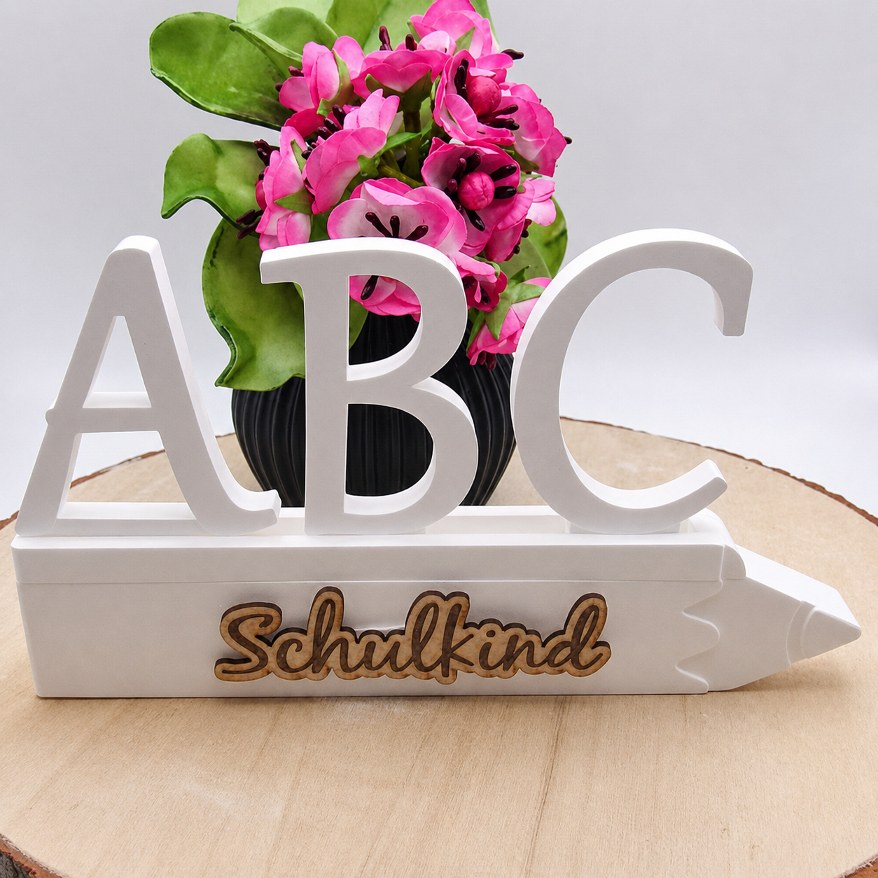 ABC Einstecker aus Raysin als dekorativer Blumenstecker für Einschulung, Schulanfang, Lehrergeschenke und kreative DIY Dekoration