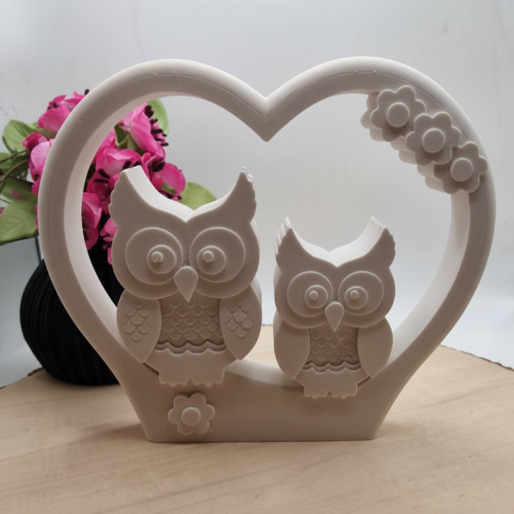 Eule mit Herz aus Raysin als dekorative Geschenkidee für Tierliebhaber, moderne Wohndekoration und selbstgemachte Deko