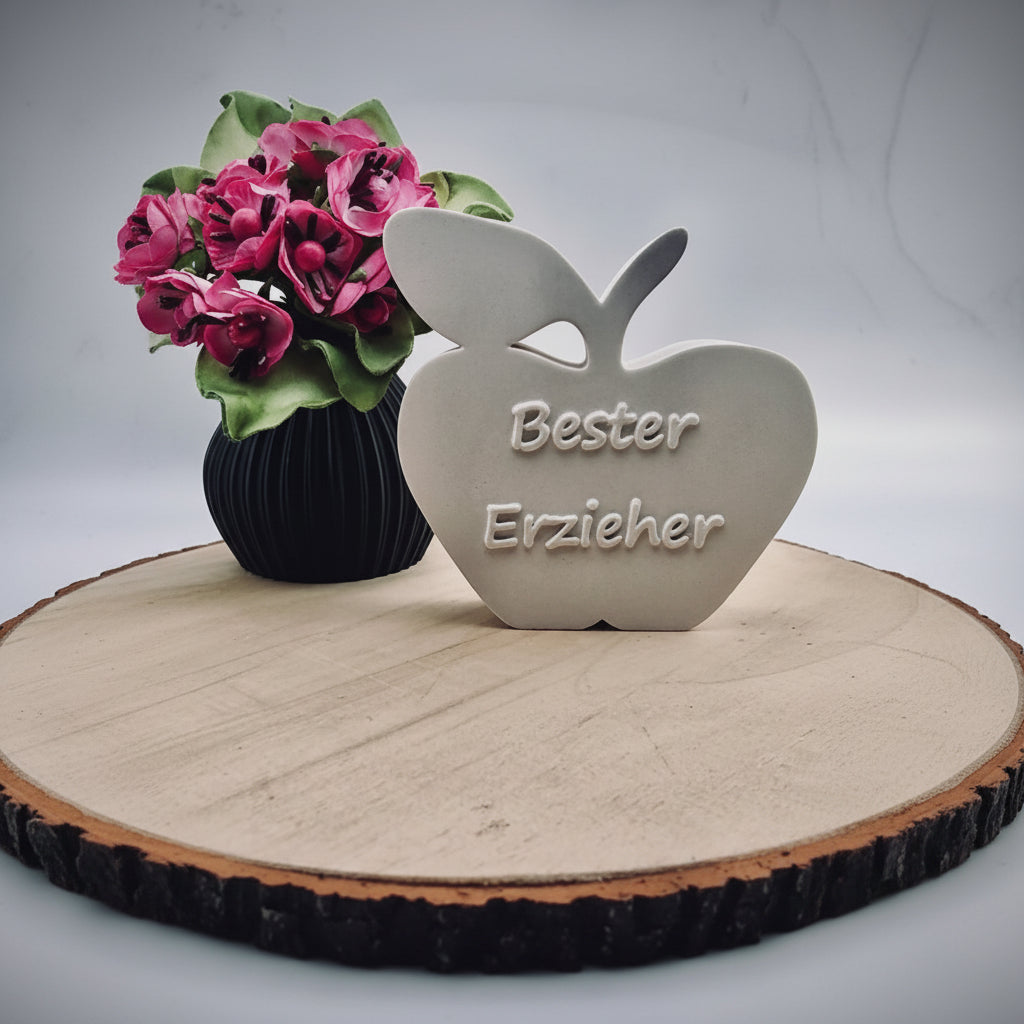 Gießform Apfel Erzieher aus Silikon für Kita, Geschenkdeko und kreative DIY Deko mit Raysin oder Beton