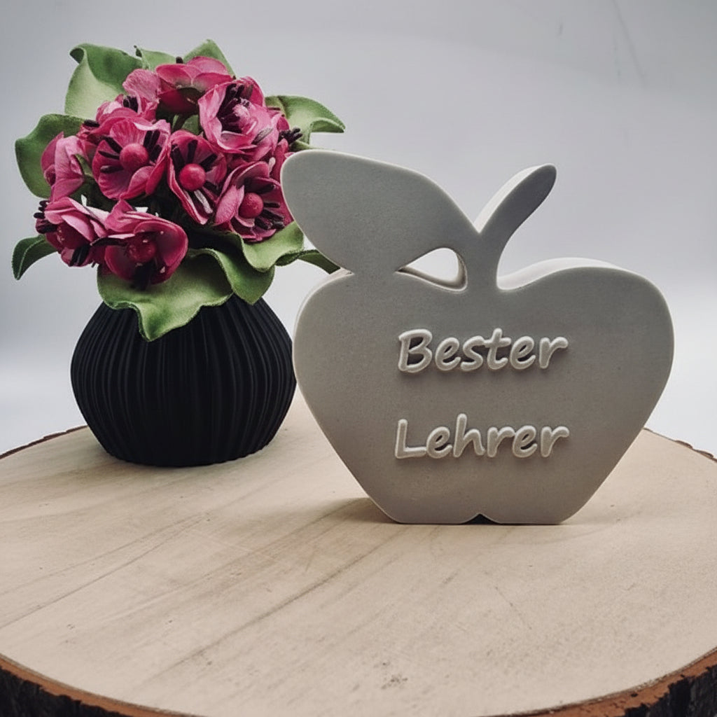Gießform Apfel Lehrer aus Silikon für Schule, Geschenkdeko und kreative DIY Deko mit Raysin oder Beton