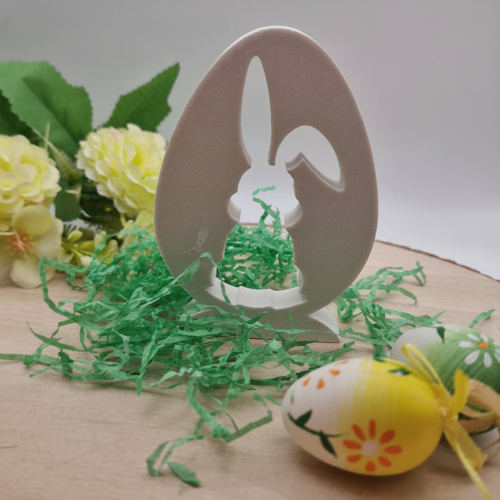 Gießform Ei mit Hase aus Silikon für Osterdeko, Frühlingsdeko und kreative DIY Projekte