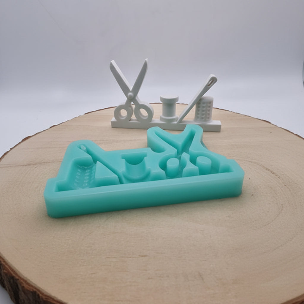 Gießform Einschieber Nähutensilien aus Silikon für Nähstube, Handarbeit, Geschenkdeko und kreative DIY Deko