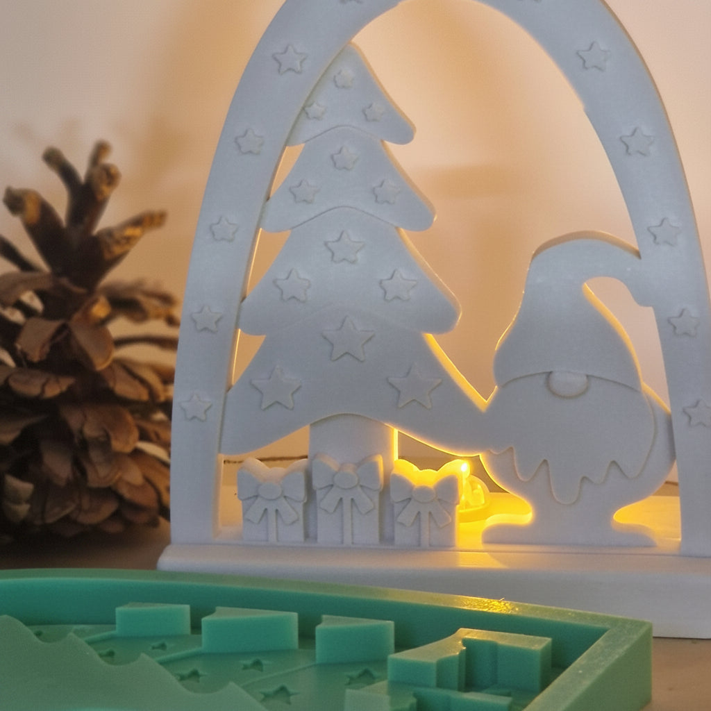 Gießform Einschieber Wichtel aus Silikon für Weihnachtsdeko, Geschenkdeko und kreative DIY Projekte