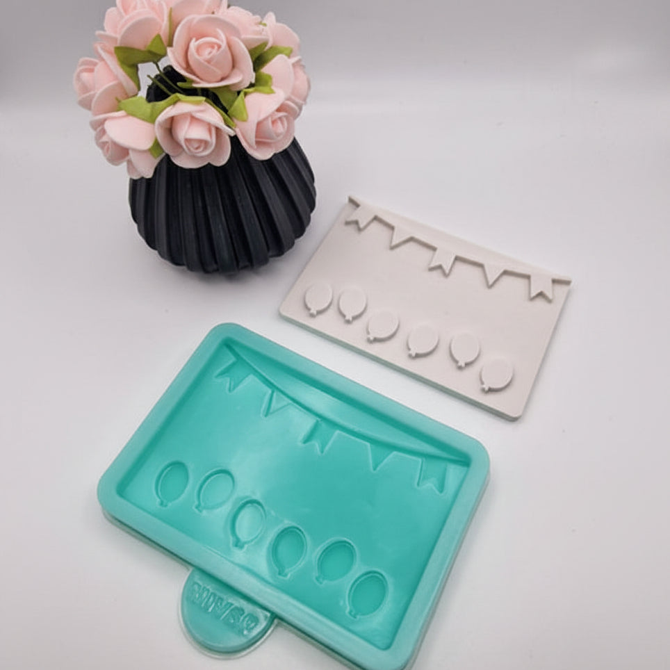 Gießform Gutscheinverpackung Vorderseite Ballons aus Silikon für liebevolle Geschenkverpackungen und kreative DIY Deko