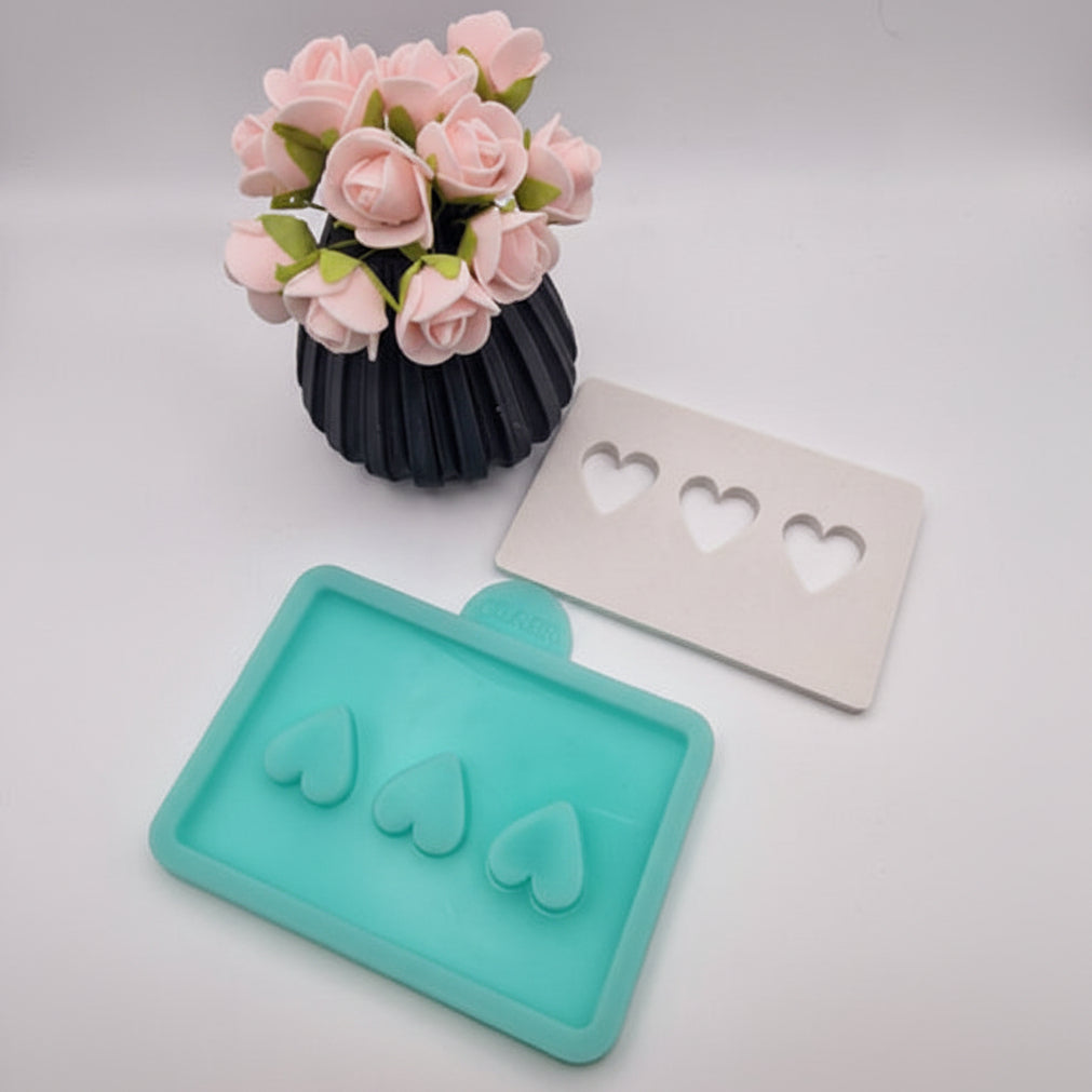 Gießform Gutscheinverpackung Vorderseite Herzen aus Silikon für liebevolle Geschenkverpackungen und kreative DIY Deko