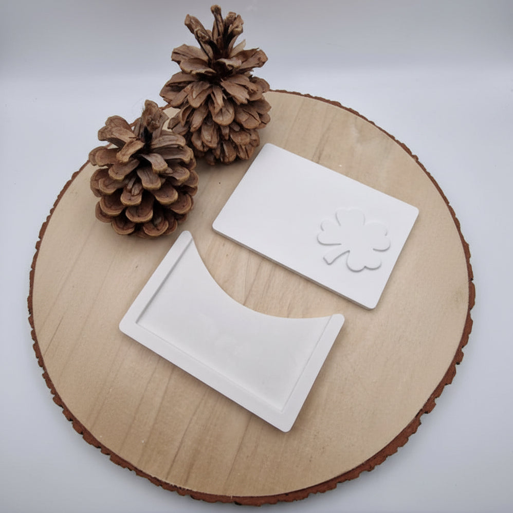 Gießform Gutscheinverpackung Set Kleeblatt aus Silikon für Glücksdeko, Geschenkdeko und kreative DIY Projekte