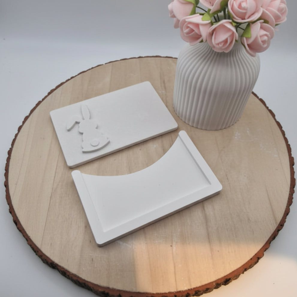 Gießform Gutscheinverpackung Set Osterhase aus Silikon für Osterdeko, Geschenkdeko und kreative DIY Projekte