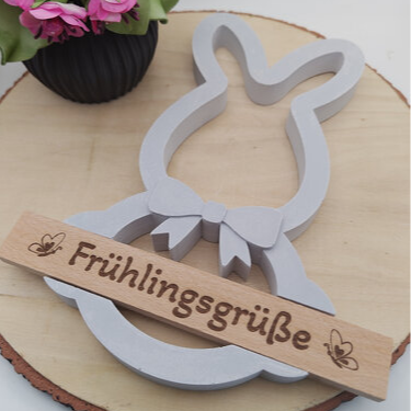 Gießform Klötzchenhalter Hase zum Hängen aus Silikon für Osterdeko, Frühlingsdeko und kreative DIY Projekte