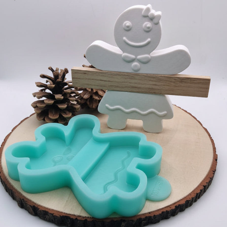 Gießform Lebkuchen Frau Klötzchen aus Silikon für Weihnachtsdeko, Geschenkdeko und kreative DIY Projekte