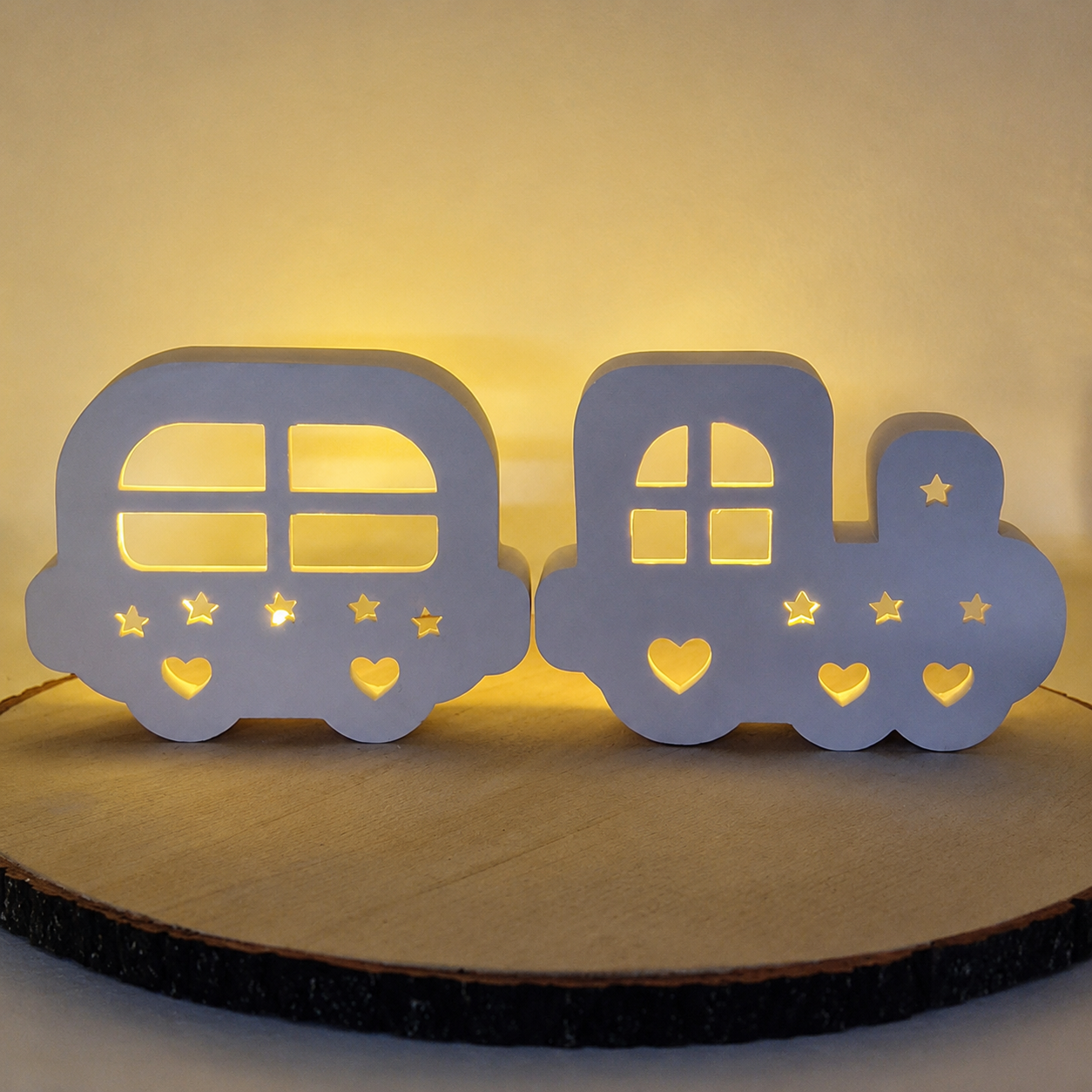 Gießform Lichter Lokomotive mit Wagon im Set aus Silikon für kreative Lichterdeko, Geschenkdeko und DIY Projekte