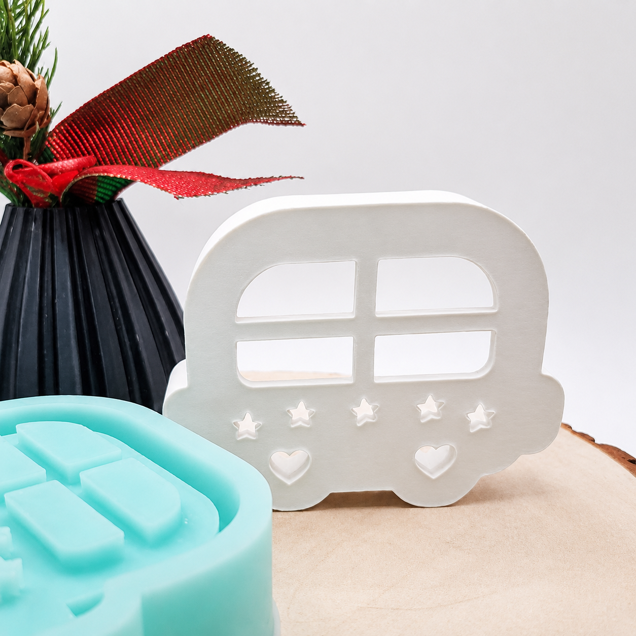 Gießform Lichter Wagon aus Silikon für dekorative Gießprojekte, Geschenkdeko und kreative DIY Deko