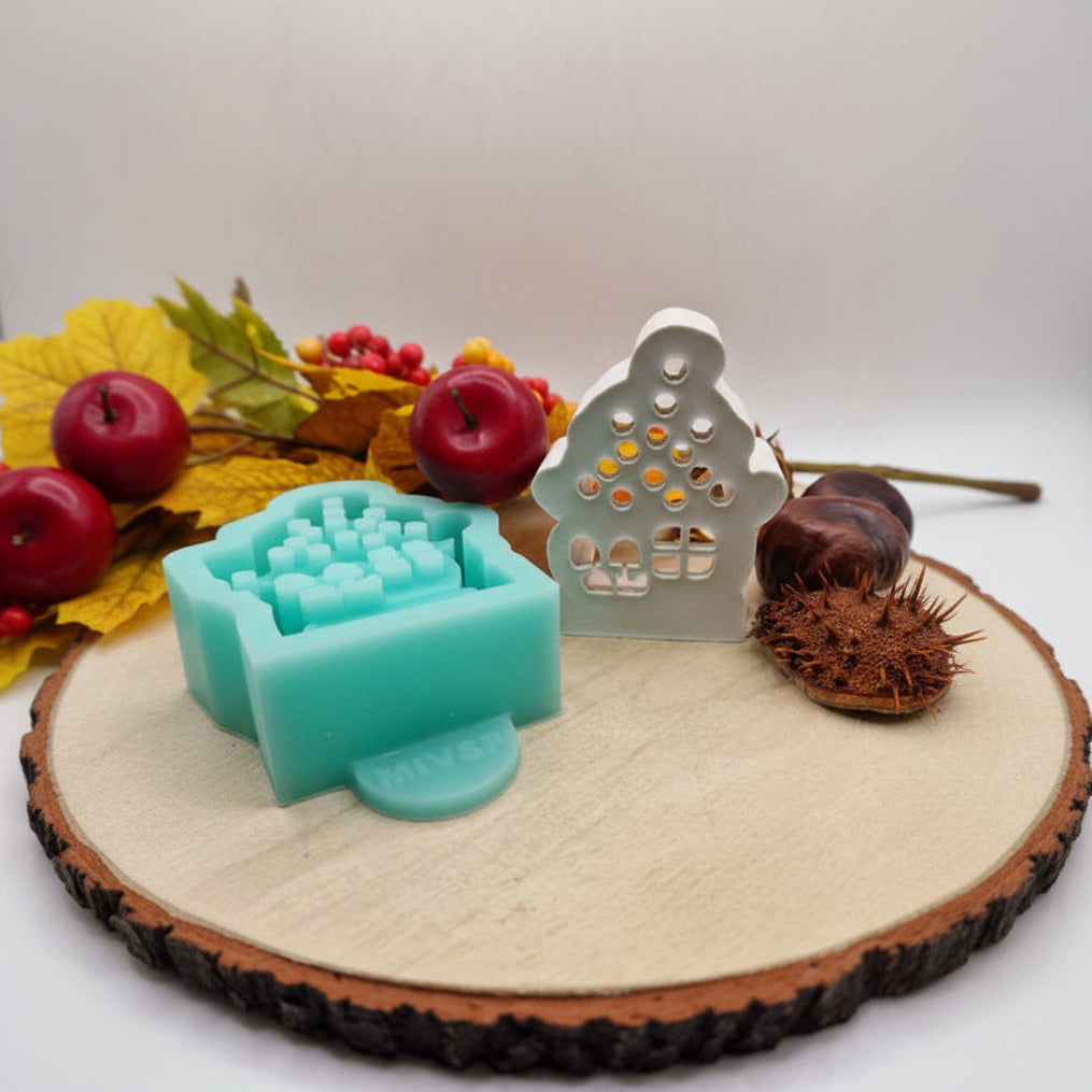 Gießform Mini Lichterhaus Pilz aus Silikon für kreative Wohn-Deko, Geschenkdeko und DIY Projekte