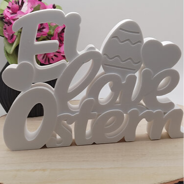 Gießform Schriftzug Ei love Ostern aus Silikon für Osterdeko, Frühlingsdeko und kreative DIY Projekte