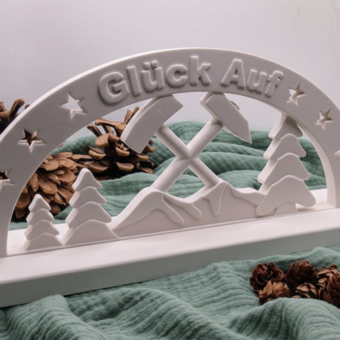 Gießform Schwibbogen Glück Auf aus Silikon für Weihnachtsdeko, Lichterdeko und kreative DIY Projekte
