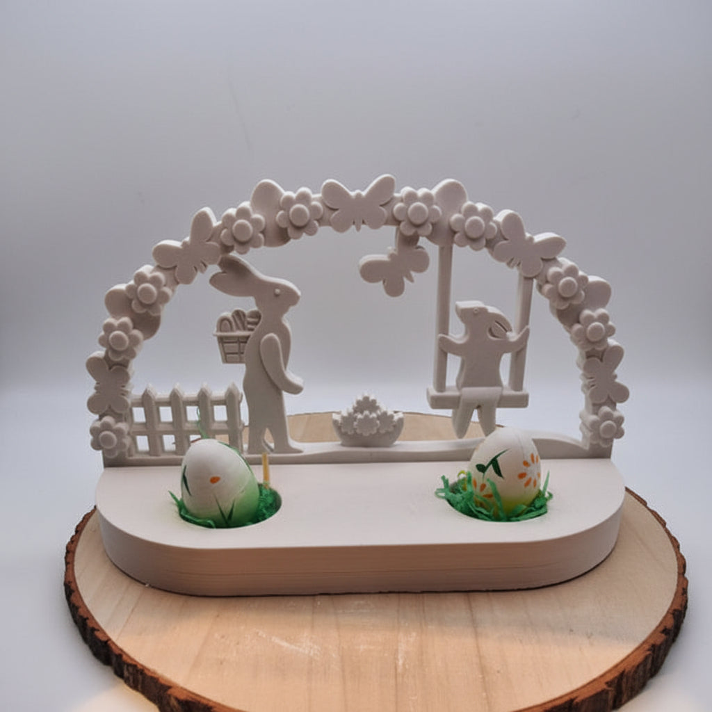 Gießform Schwibbogen Hase schaukelnd aus Silikon für Osterdeko, Frühlingsdeko und kreative DIY Projekte
