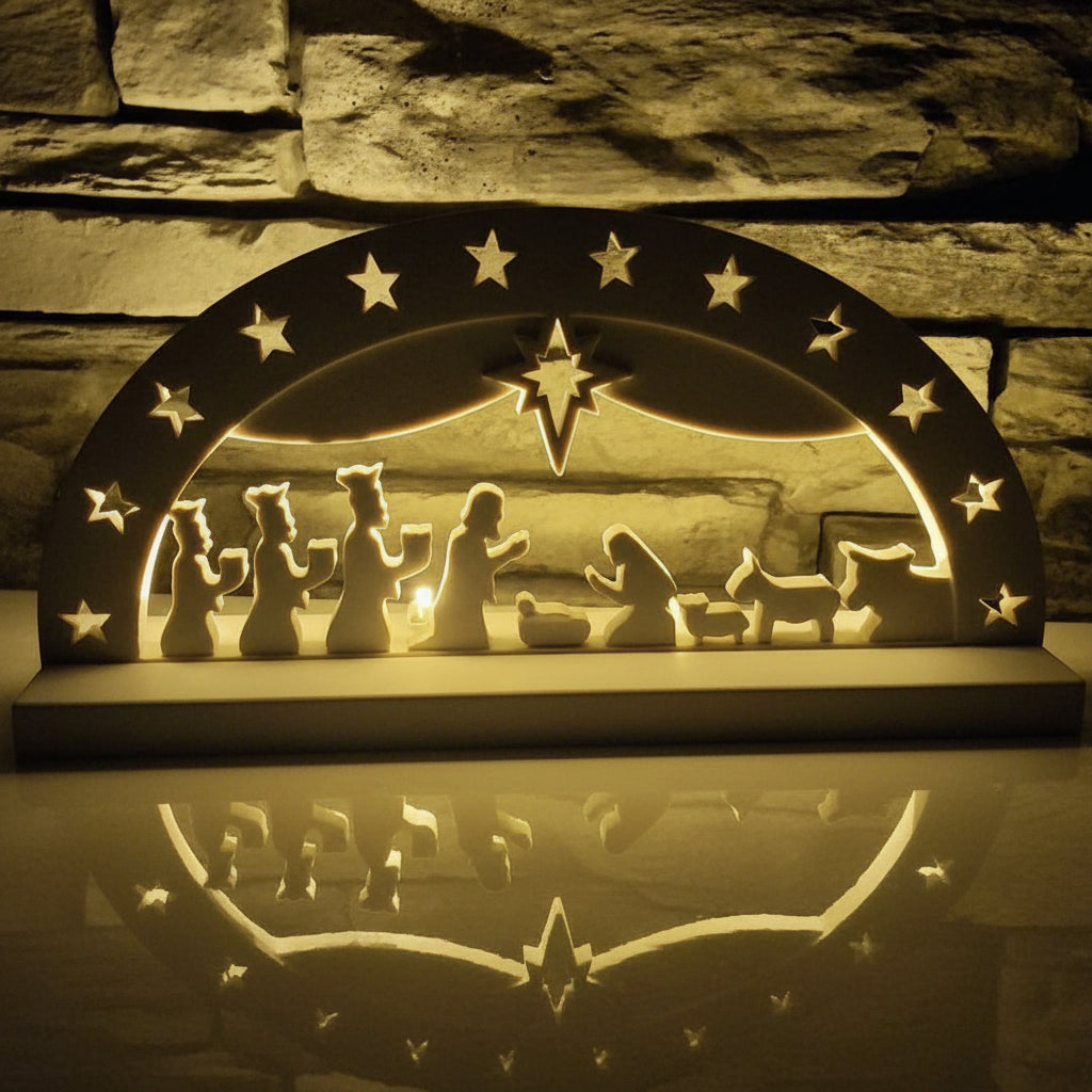 Gießform Schwibbogen Krippe aus Silikon für Weihnachtsdeko, Lichterdeko und kreative DIY Projekte