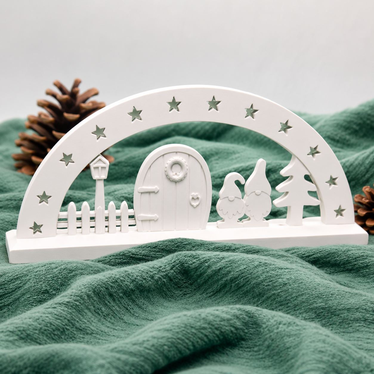 Gießform Schwibbogen Wichtel aus Silikon für Weihnachtsdeko, Lichterdeko und kreative DIY Projekte