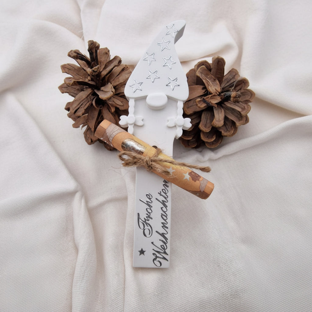 Gießform Wichtel Frau Geldgeschenk aus Silikon für Weihnachtsdeko, Geschenkdeko und kreative DIY Projekte