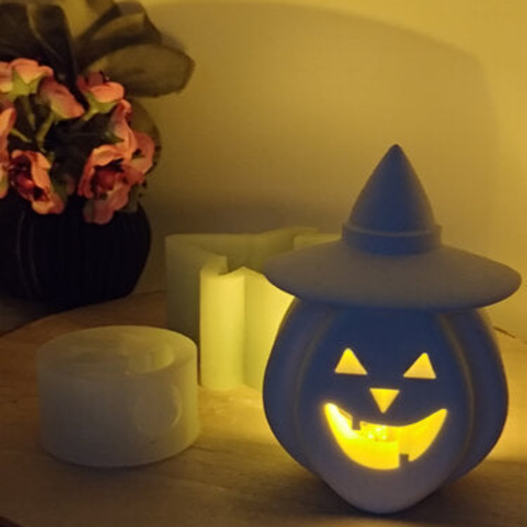 Detailansicht der Silikonform Halloween Kürbis 2in1 für kreative Gießprojekte aus Raysin, Beton, Gips und Keramikpulver