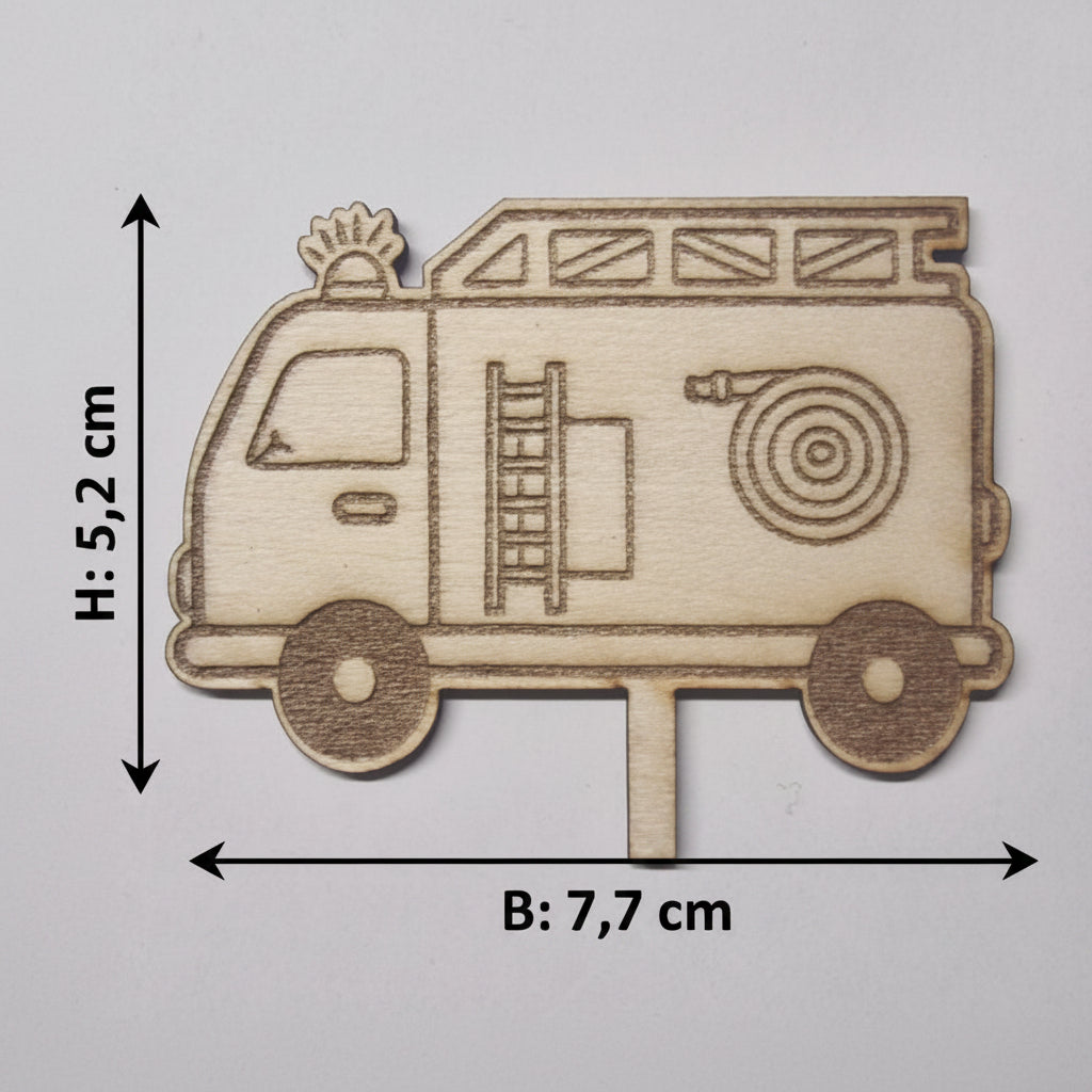 Holzdeko Fahrzeuge aus 2 mm Holz im Lasercut Stil für Geburtstagsteller, Dekoteller und kreative Dekoration.