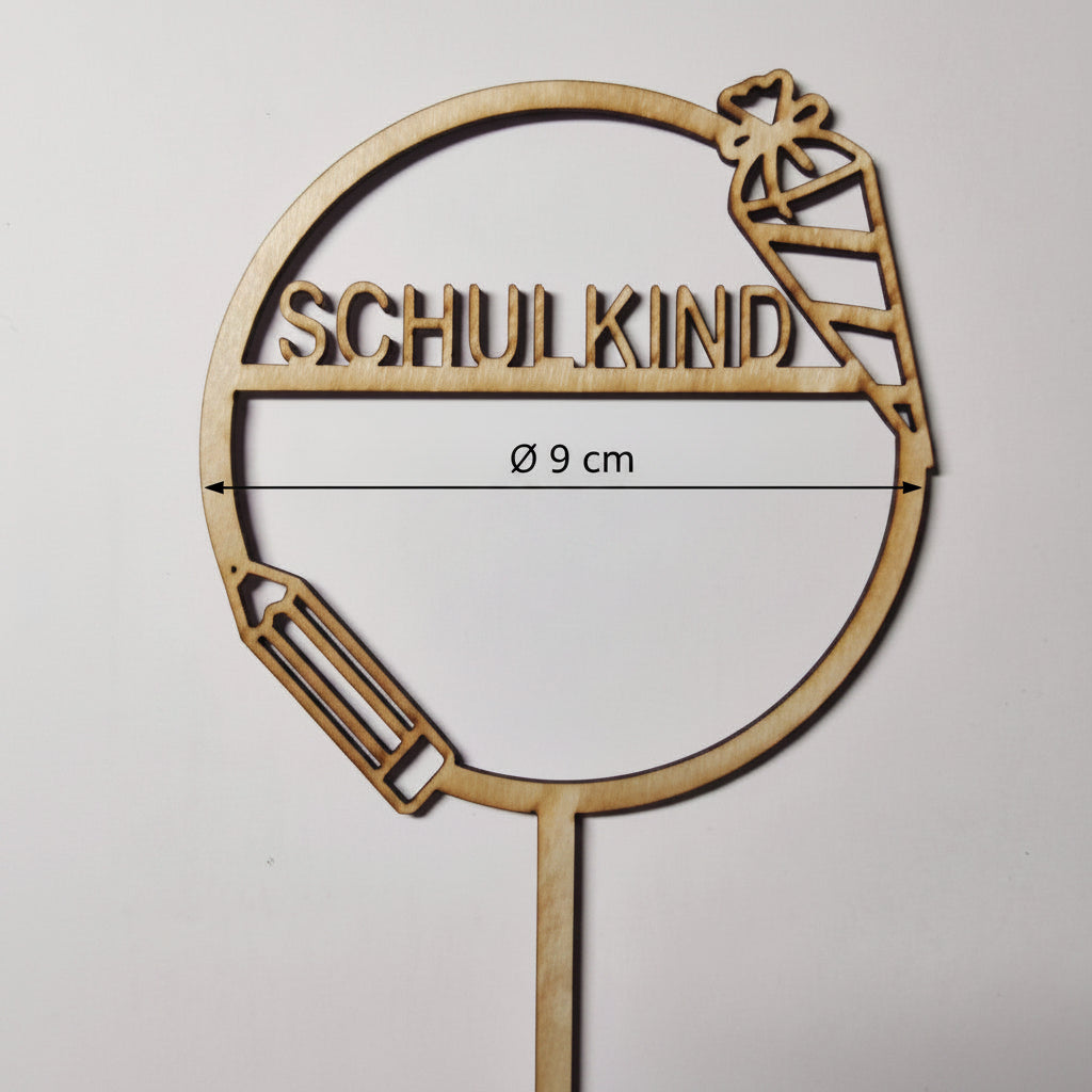 Holzdeko Schule aus 2 mm Holz für Einschulung, Schulanfang und dekorative Geburtstagsteller