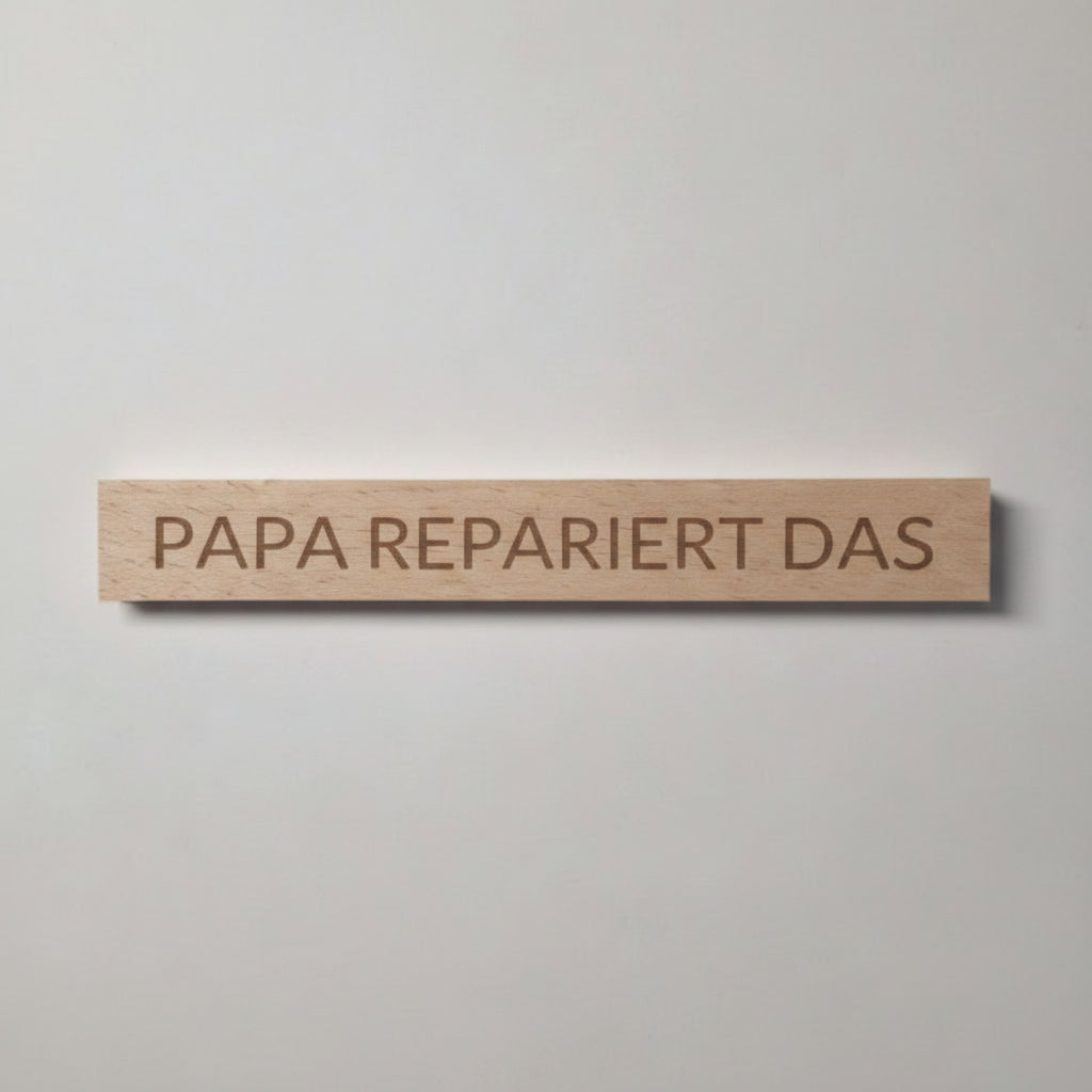 Gravierte Klötzchen Werkstatt aus Holz als kreative Geschenkidee für Handwerker, Bastler und DIY Projekte mit Lasergravur