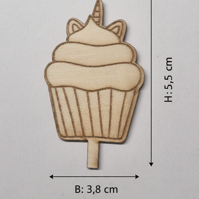 Detailansicht der Laserschnitt Geburtstag Motive aus 2 mm Holz für Dekoteller, Geburtstagsteller und Bastelprojekte.