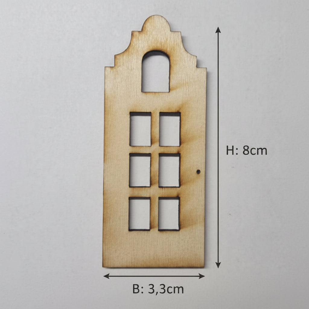 Detailansicht der gelaserten Haus Motive aus 2 mm Holz für Ballonlicht Haus und individuelle DIY Gestaltung