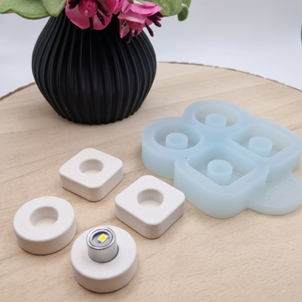 Flache LED Licht Halterung aus Raysin als dekorative Basis für Ballonlichter, Leuchtdeko, Tischdekoration und kreative DIY Gießprojekte