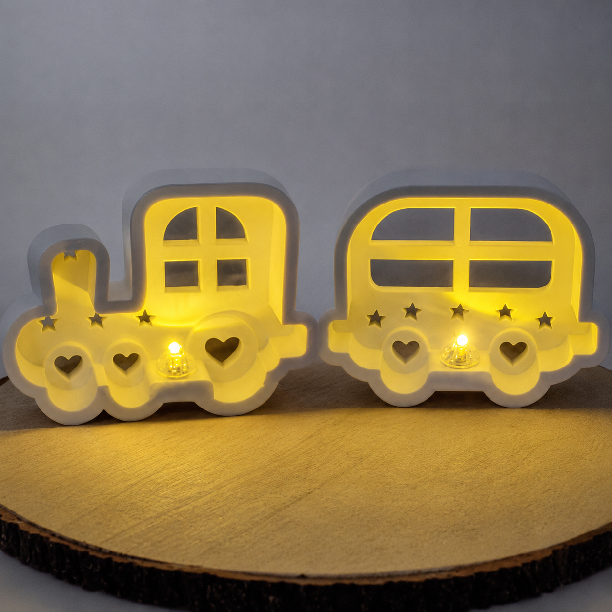 Lichterzug Set Gießform mit Lokomotive und Wagon aus Silikon für stimmungsvolle Wohn-Deko und kreative Geschenkideen