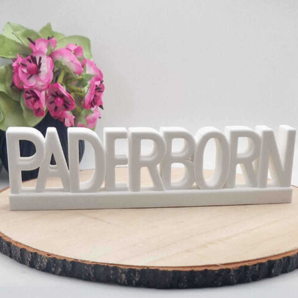 Gegossene Paderborn Stadt Deko aus Raysin mit Silikonform Gießform als moderne DIY Skyline Dekoration und Geschenkidee für Stadtfans