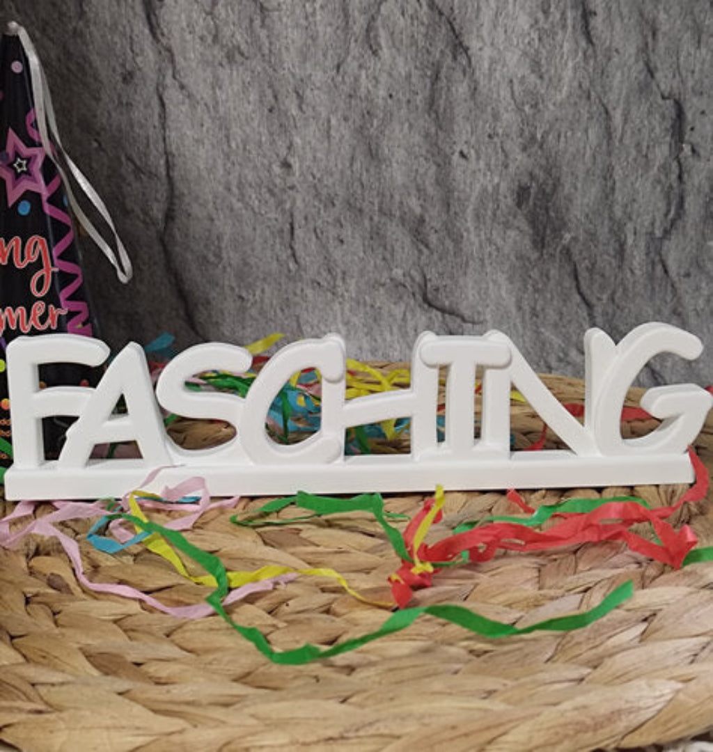 Schriftzug Fasching aus Raysin als dekorative Faschingsdeko für Karneval, Vereinsräume, Tischdeko und kreative Geschenkideen