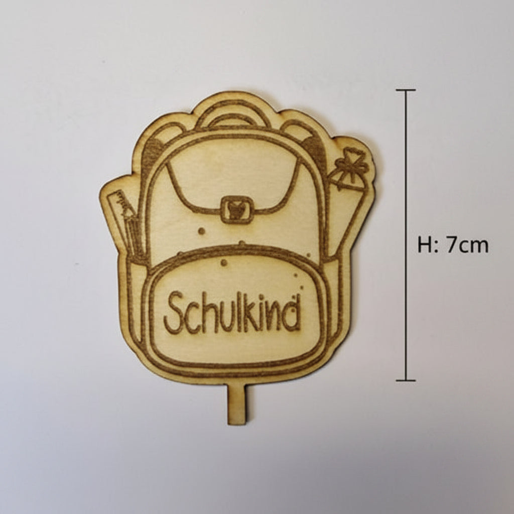 Lasergeschnittene Schule Dekoration aus Holz für Geburtstagsteller, Dekoteller und Einschulungsfeiern
