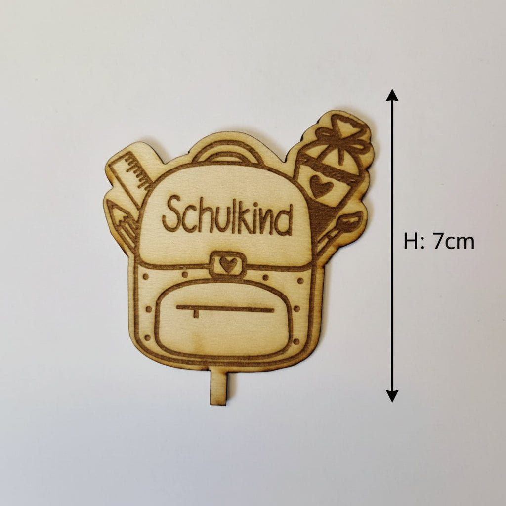 Schule Dekoration aus Holz als Zubehör für Dekoteller, Geburtstagsteller und Einschulungsdeko