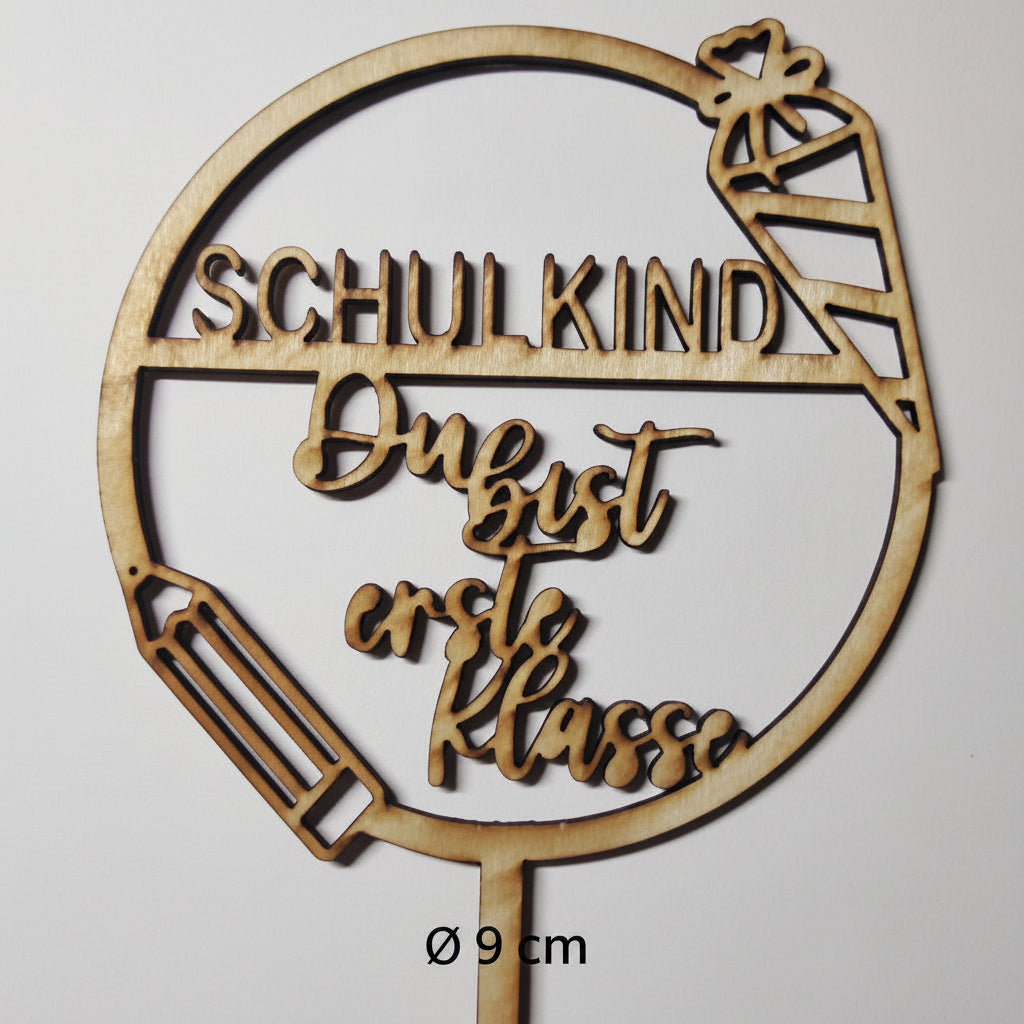 Schule Motiv aus Holz für Dekoteller und Geburtstagsteller als kreative Dekoration zum Schulanfang