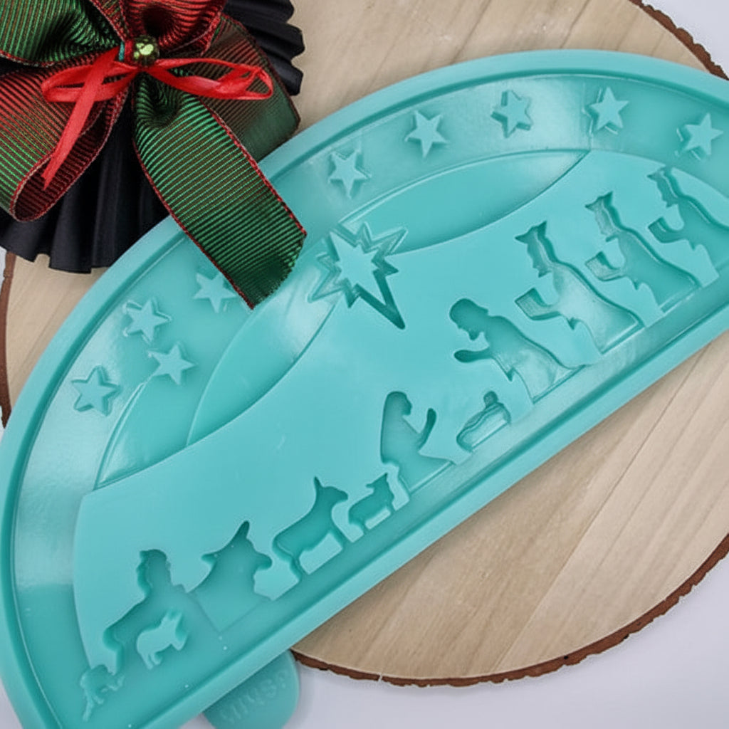 Schwibbogen Krippe Gießform aus Silikon für liebevolle Geschenkdeko, Tischdeko und weihnachtliche Wohn-Deko