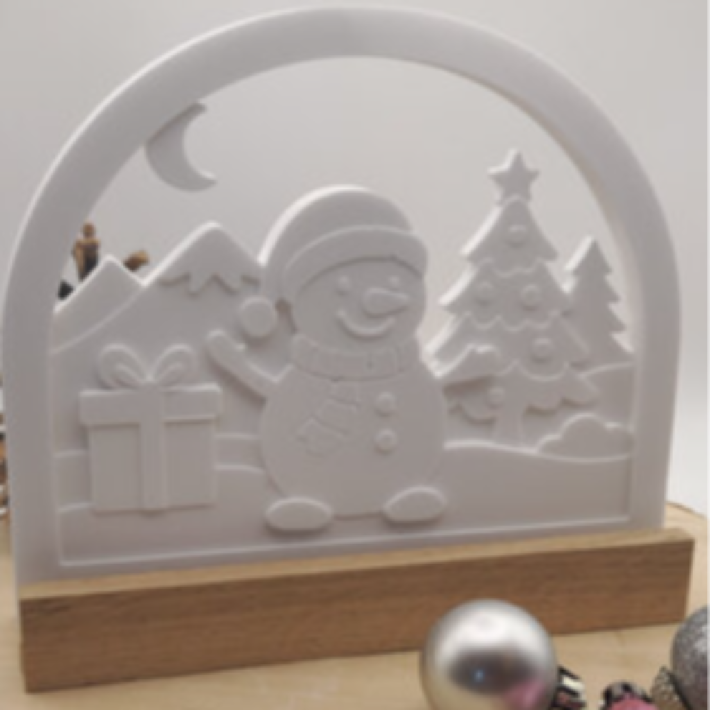 Schwibbogen Schneemann aus Raysin als festliche Weihnachtsdekoration für Fensterbank, Adventszeit, Winterdeko und gemütliche Wohndekoration