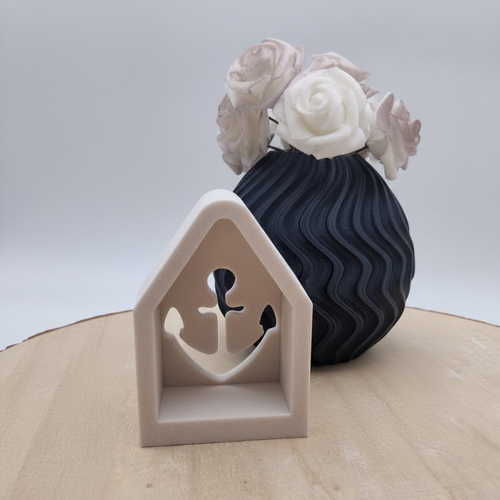 Silikonform Mini Lichterhaus Anker zum Gießen von maritimer Lichterdeko mit Raysin, Beton oder Keramikpulver