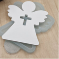Silikonform Ballonlicht Engel Vorderseite Kreuz für Raysin, Beton, Gips und Keramikpulver – detailreiche Gießform mit Engel und Kreuzmotiv für Weihnachtsdeko, Trauerdeko und Leuchtdeko