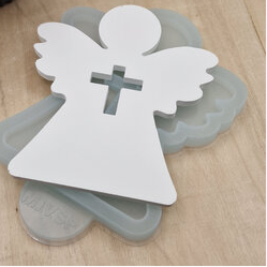 Silikonform Ballonlicht Engel Vorderseite Kreuz für Raysin, Beton, Gips und Keramikpulver – detailreiche Gießform mit Engel und Kreuzmotiv für Weihnachtsdeko, Trauerdeko und Leuchtdeko